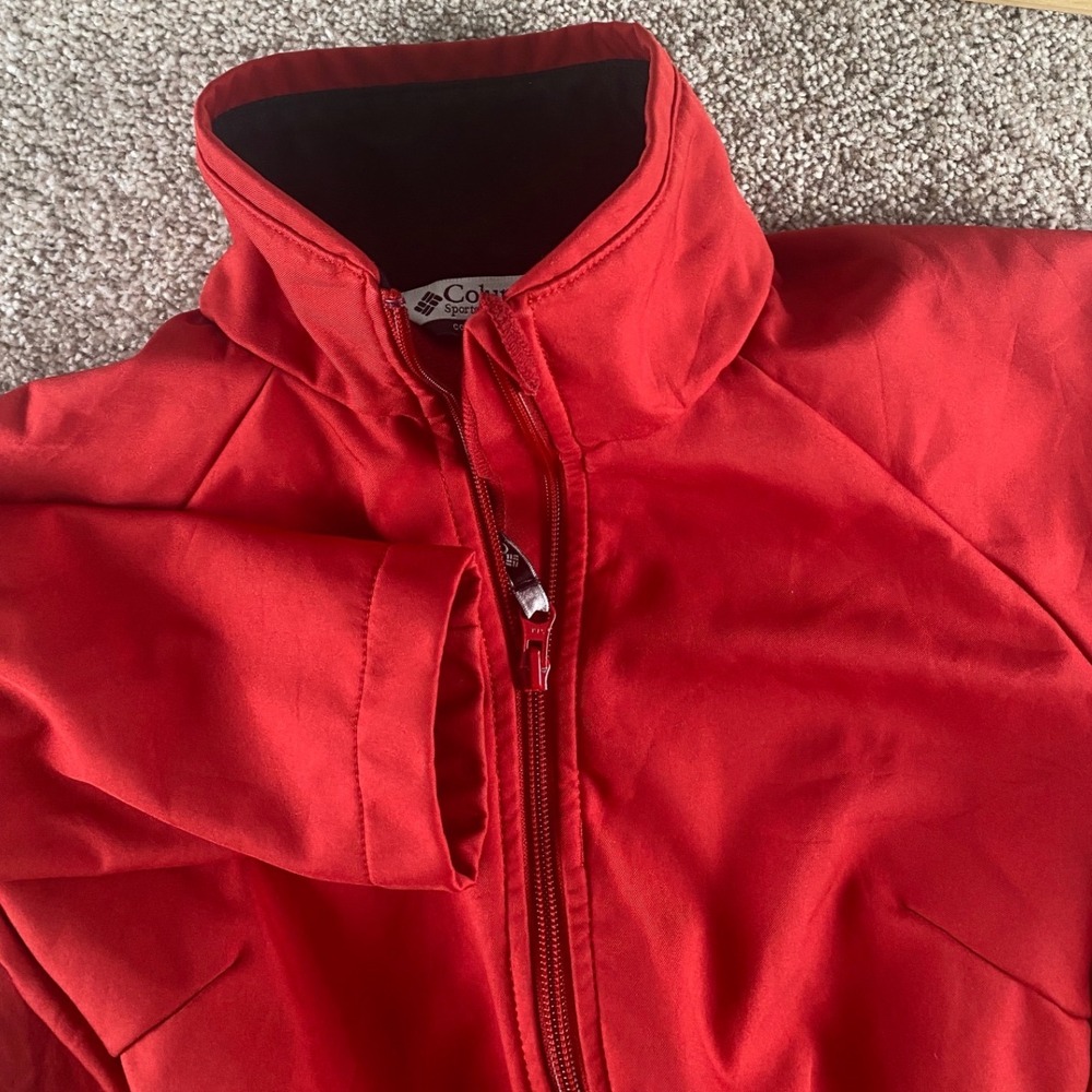Columbia Womens M Kruser Ridge Softshell Jacket Red Full Zip Fleece Lined WL6579